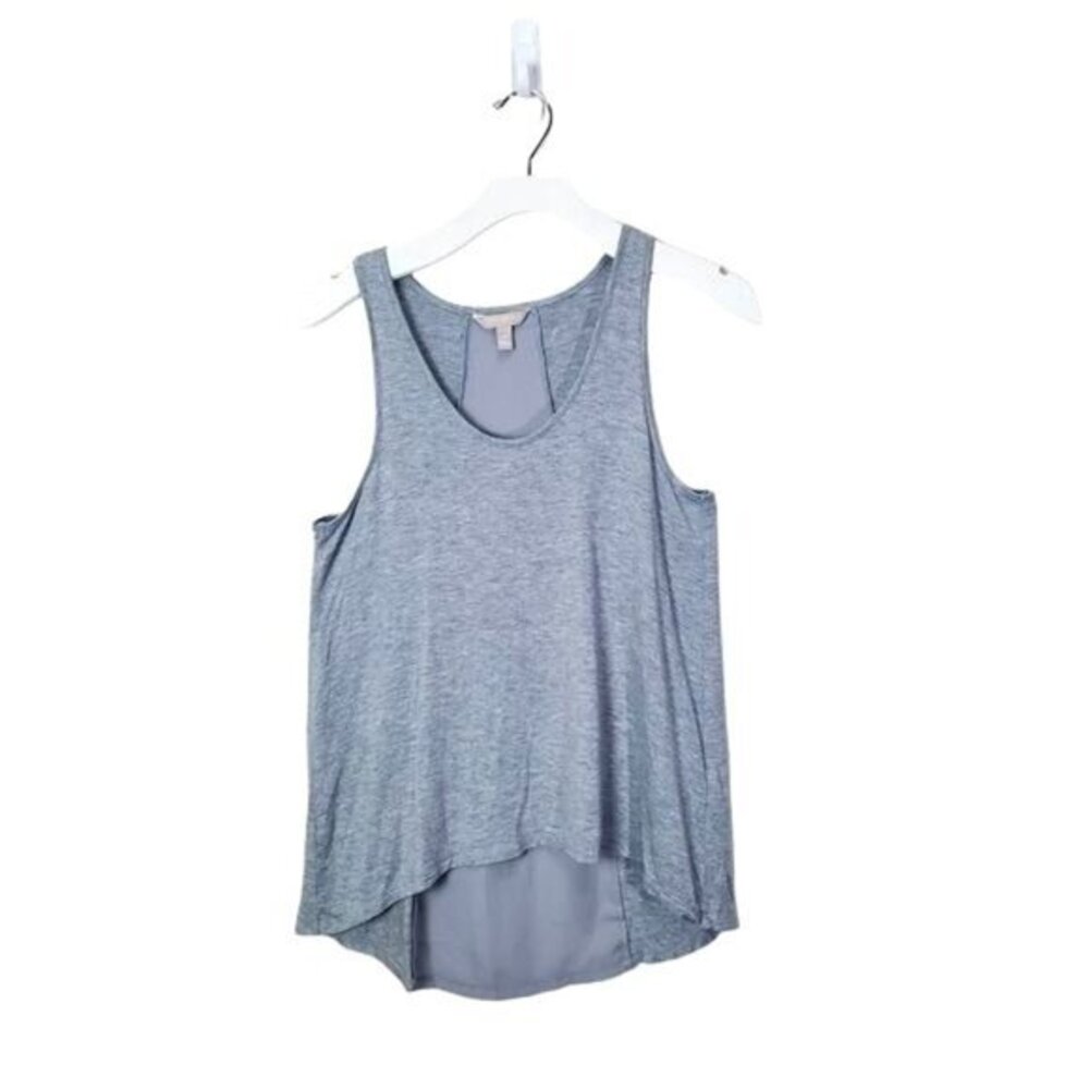 Banana Republic Womens Minimalist Athleisure Tank Top XS Gray Mixed Media Hem